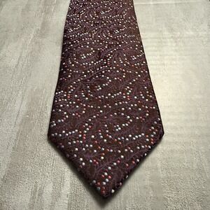 Le Cacharel 100% Silk Made‎ In Italy Burgundy Maroon Red Dot Tie 3.5" x 60"